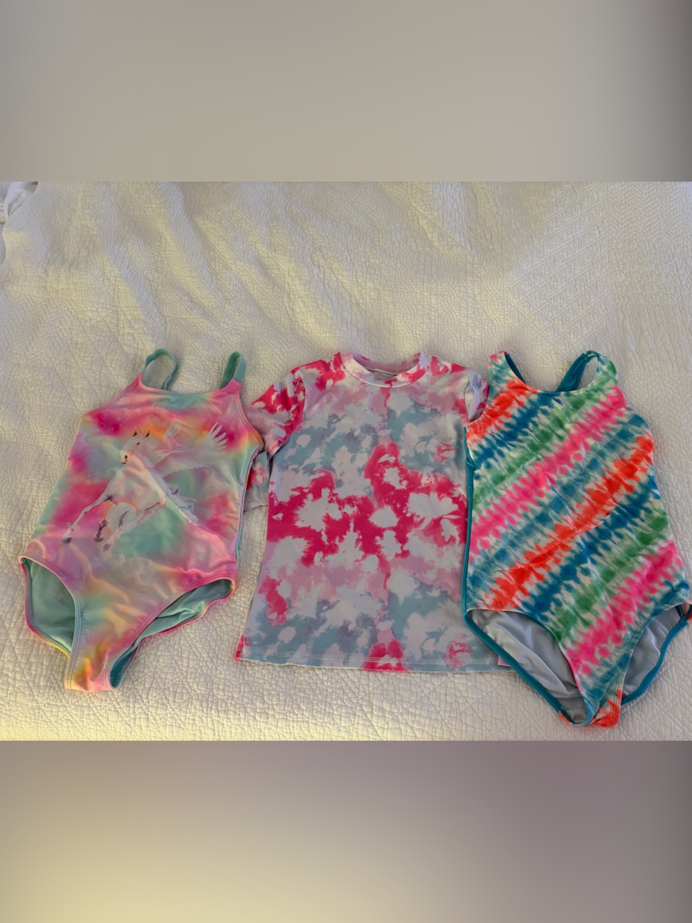 Girls Colorful Tie-Dye Swimwear lot- 3 Pieces 10/12 lands